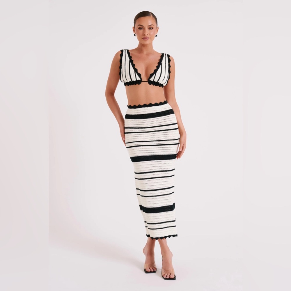 Meshki Crochet Two-Piece Set - Black & White Striped - Picture 4 of 7